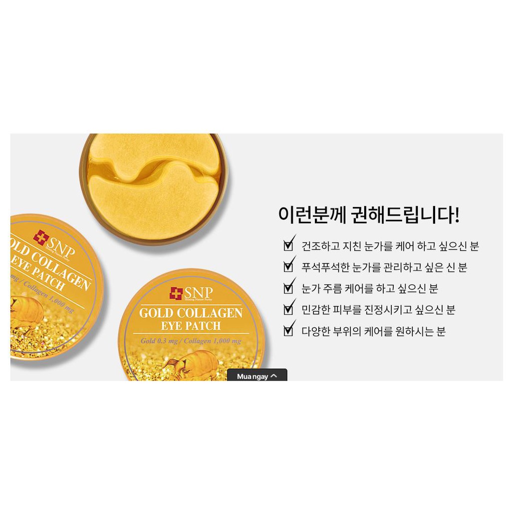 Mặt nạ dưỡng da vùng mắt Gold Collagen Eye Patch (Hộp 60 miếng)