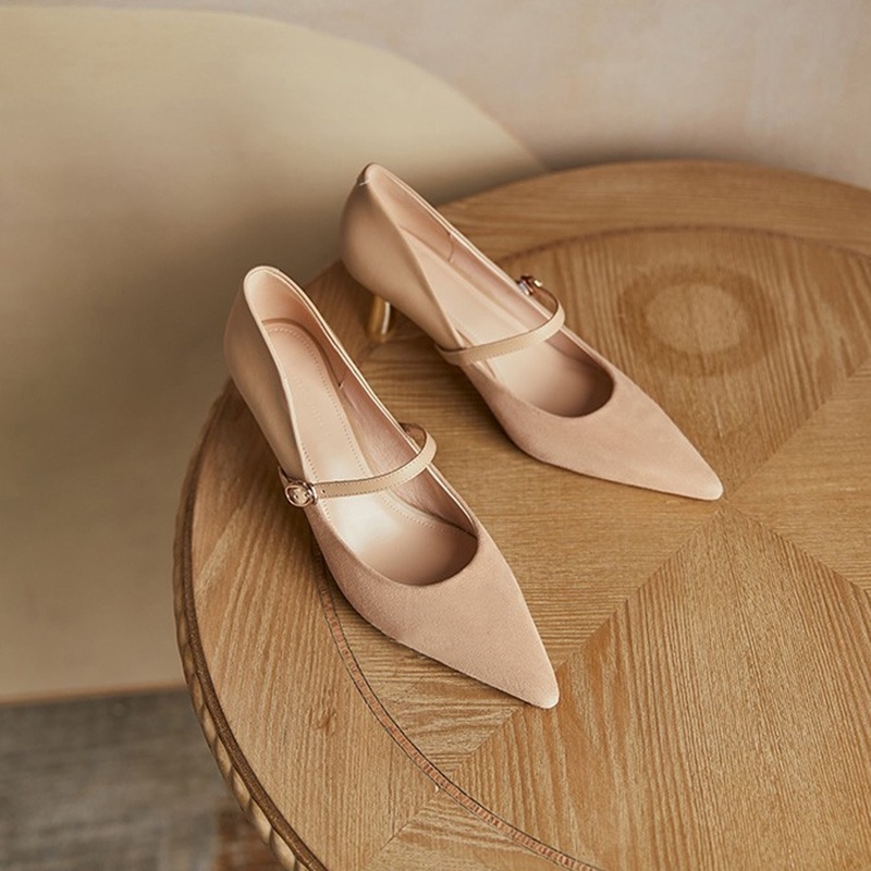 Giày cao gót IELGY mũi nhọn cài khóa kiểu vintage thời trang cho nữ