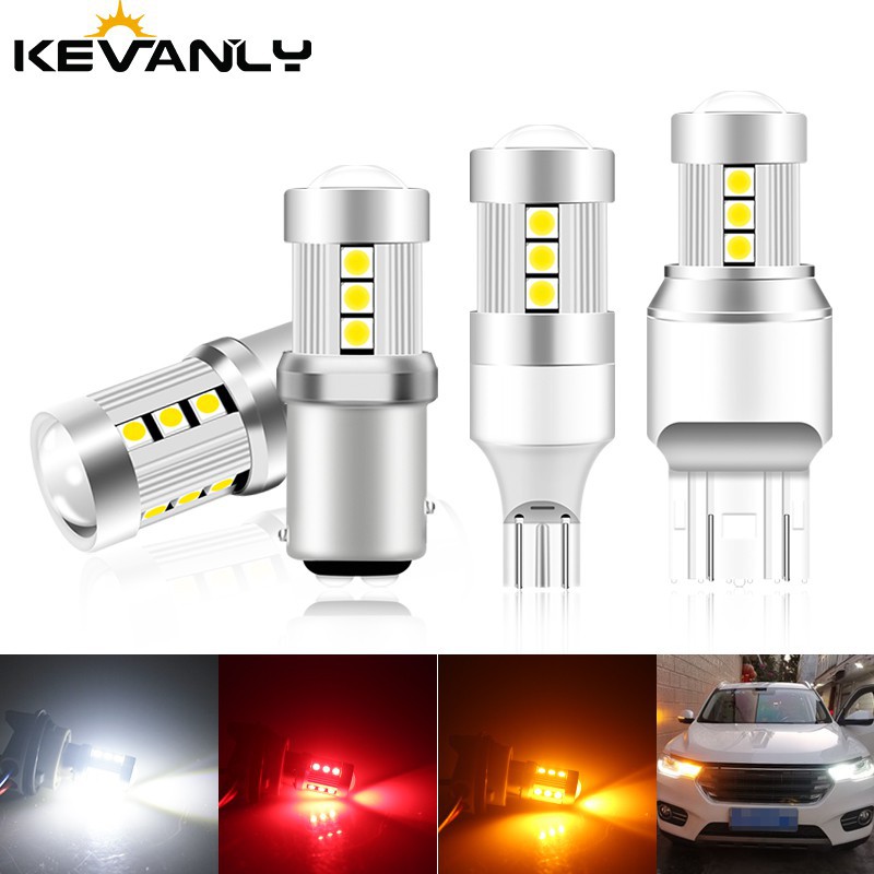 Set 2 Bóng Đèn LED Xi Nhan Kevanly T15 W16D P21W Py21W / 5w 3030led 1157 Bay15D P21 / 5W