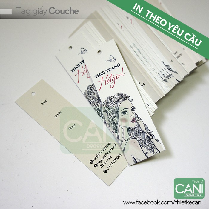 1000c In theo yêu cầu Tag giấy que dài 2.5 x 8.5cm - Tag giấy treo quần áo Thẻ treo Tag áo Tem quần áo Tag phụ kiện