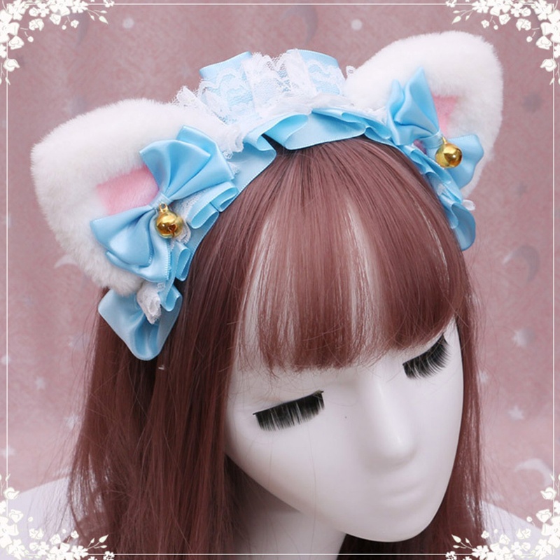 Băng Đô Cài Tóc Hình Nơ Phối Ren Phong Cách Lolita Cho Mèo Cưng