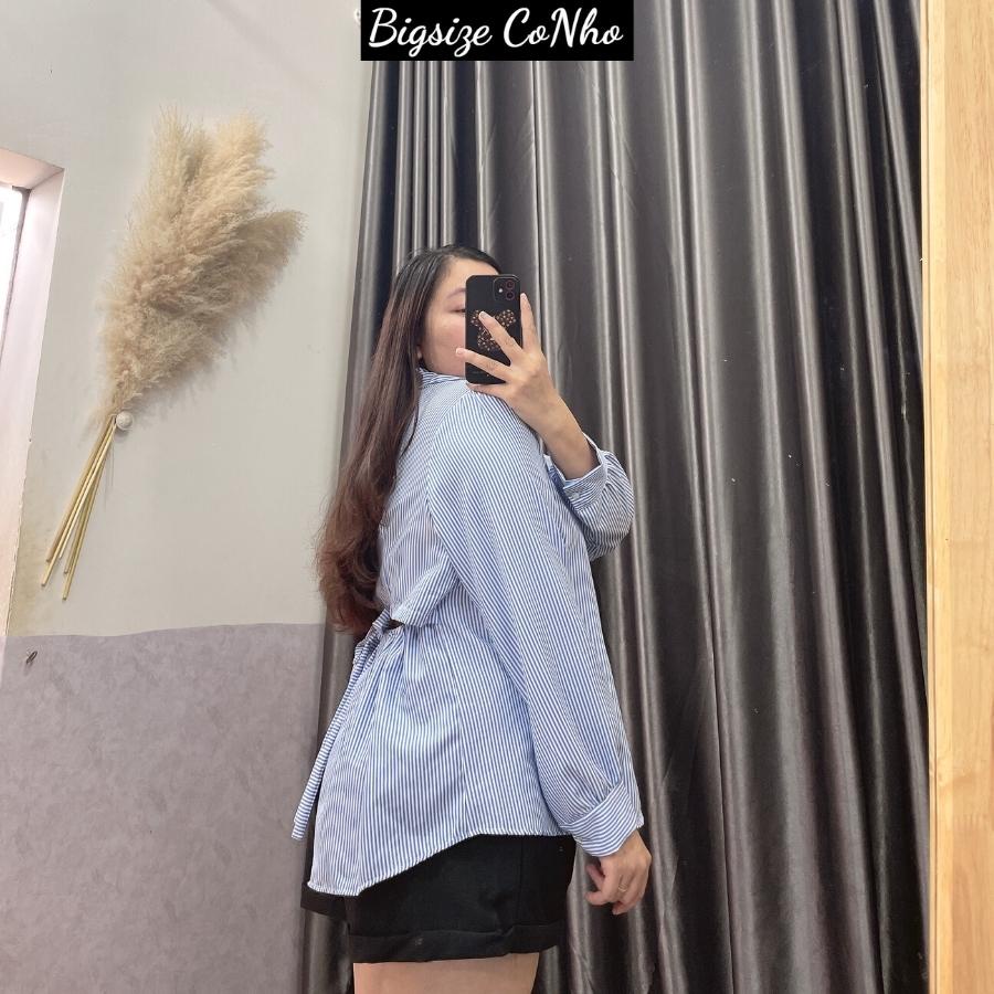 Áo sơ mi tay dài bigsize nữ kiểu khoét lưng kẻ sọc xinh SM4