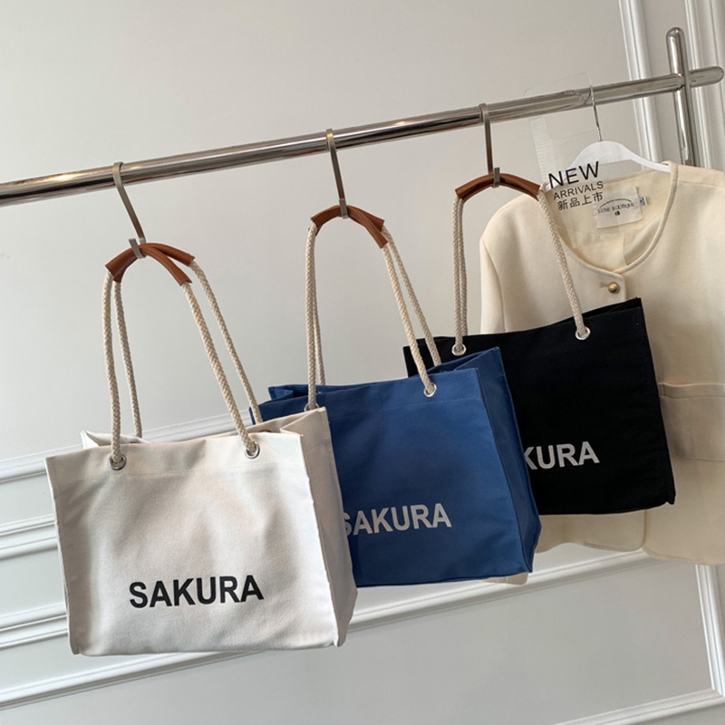 IELGY Túi Đeo Vai Vải canvas In Chữ Phong Cách Hàn Quốc Thời Trang Cho Nữ