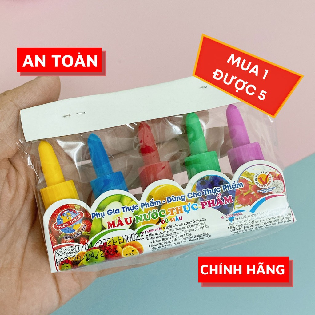 Combo 5 màu thực phẩm Màu thực phẩm làm bánh và làm slime an toàn