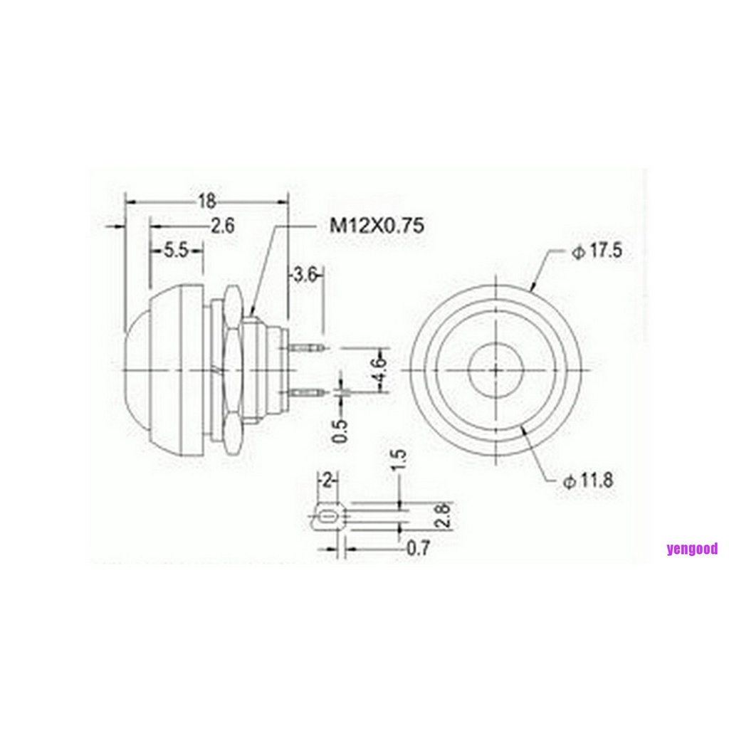 Công tắc bật/ tắt hình tròn mini 12mm chống thấm nước nhiều màu thời trang