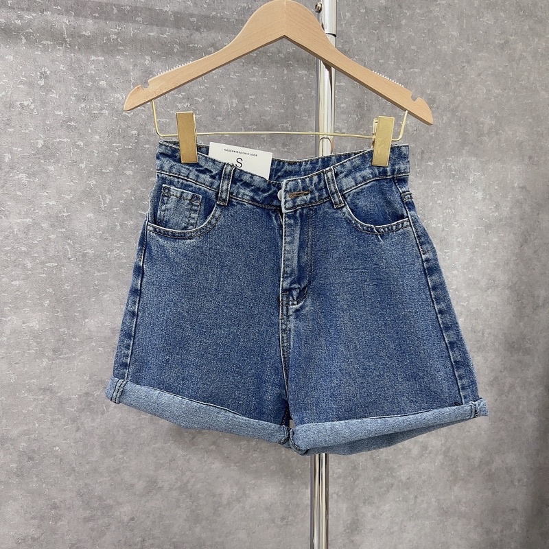 Quần short bò trơn vấn gấu, Quần đùi jean nữ cạp cao QS6868 - NhiNhi Shop | BigBuy360 - bigbuy360.vn