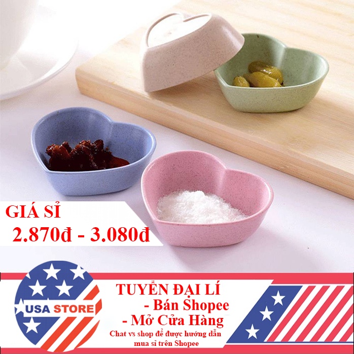 (Video Review) Đĩa Đựng Gia Vị 1 Ngăn HÌNH TRÁI TIM - Chén Bát Nhỏ Đựng Nước Mắm, Nước Chấm, Xì Dầu Để Bàn Ăn Lúa Mạch