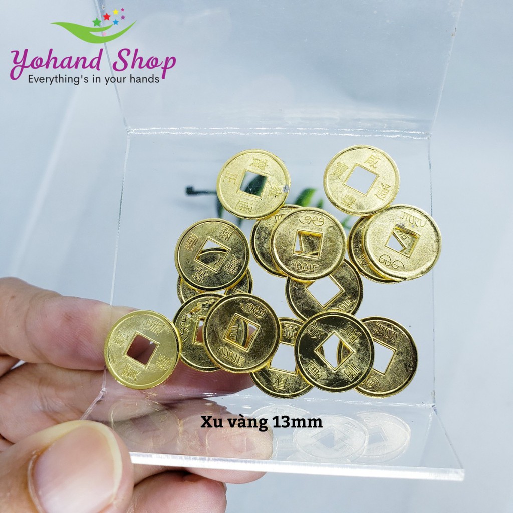 Phụ kiện hình đồng xu vàng 13mm ( gói 50 cái) làm cây kim tiền vàng