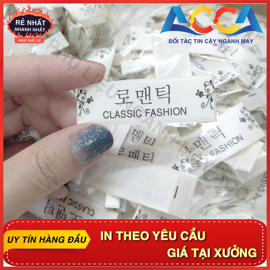 [ SẴN HÀNG ]_ 1000 CHIẾC MÁC LỤA SATIN GẮN CỔ ÁO CHẤT ĐẸP, BÓNG, MÁC CHỮ HÀN BÁN SẴN, XƯỞNG NHẬN IN THEO YÊU CẦU