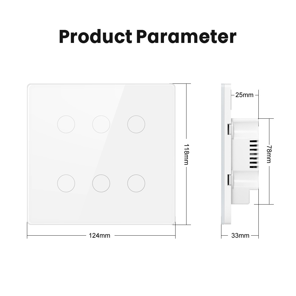 GOOGLE Công Tắc Đèn Thông Minh Kết Nối WiFi AC 110-220V Brazil 4x4 Touch Panel 4 / 6 Gang