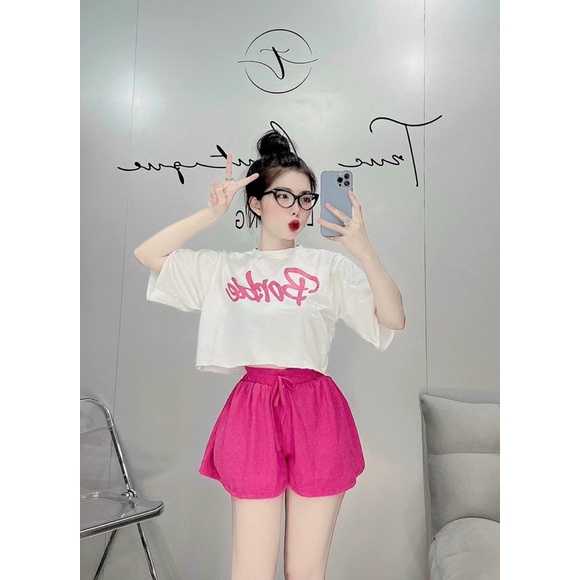 SET ÁO CROPTOP KÈM QUẦN ĐÙI XOÈ BARBIE