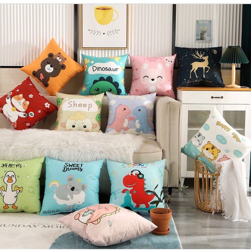 Gối tựa lưng sofa họa tiết Anime Cute bằng nhung cao cấp size 45x45cm