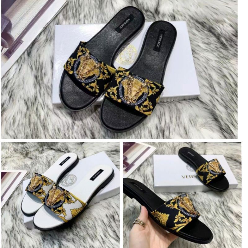 X(ẢNH THẬT) Dép Lê Quai Ngang Hoa Văn Khoá V Fullbox Cao Cấp