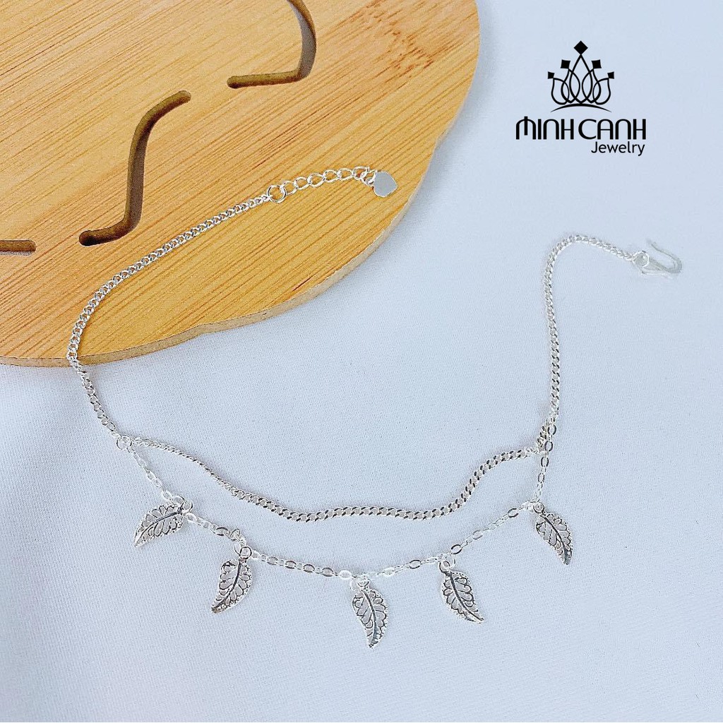 Lắc Chân Bạc Nữ Họa Tiết Chiếc Lá Dây Kép - Minh Canh Jewelry