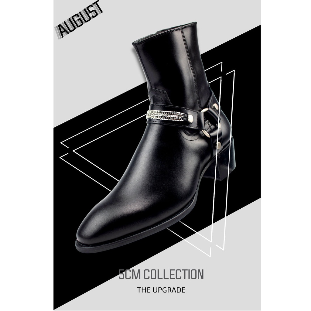 Giày Harness boots cao cổ thời trang nam chất liệu da bò nguyên tấm đế gỗ độn 4.5cm | BigBuy360 - bigbuy360.vn