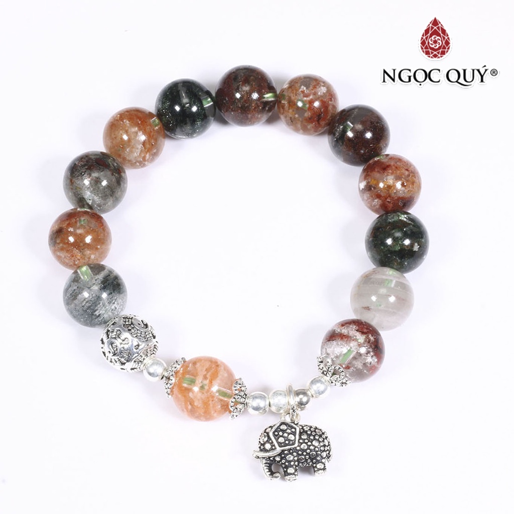 Vòng tay TA ưu linh mix charm cầu họa tiết bát quái - Ngọc Quý