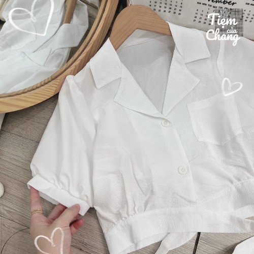 Áo croptop trắng cột nơ GA01