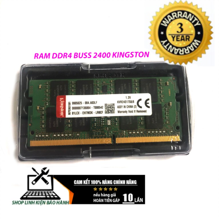 RAM laptop DDR4 4G Bus 2400 Kingston chính hãng 1 đổi 1 trong vòng 36 tháng