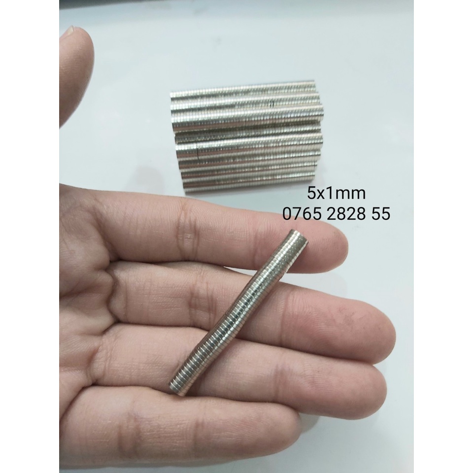 1 viên nam châm 5x1mm mỏng, nhỏ lực hút mạnh