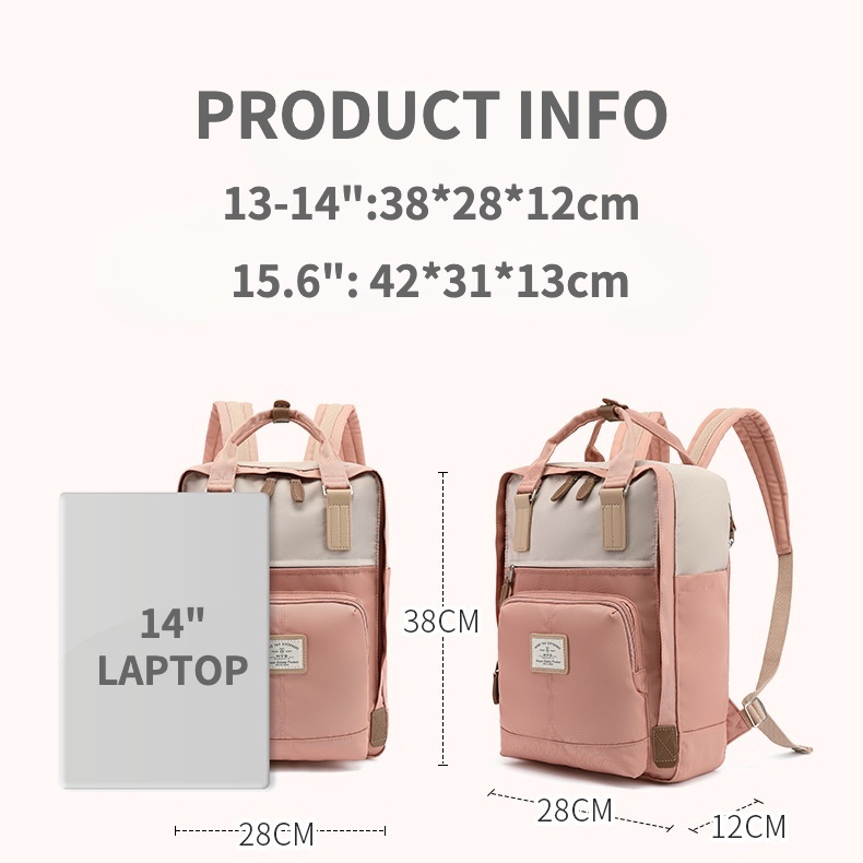 Balo Đựng Laptop 13 / 14 15.6 inch Chống Sốc Chống Thấm Nước Thời Trang Dành Cho Nữ Sinh