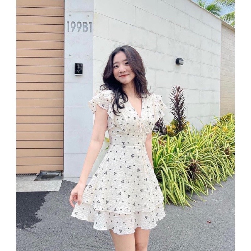 Váy Hoa Nhí Dáng Xoè Chữ A Chất Đũi Mát Tay Cánh Tiên 2 Lớp Mềm Mát, Đầm Hoa Nhí Vintage Đẹp