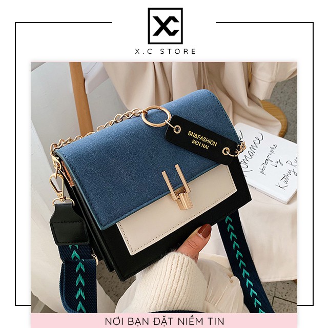 [RẺ NHẤT SHOPEE] Túi xách đeo chéo nữ, kèm dây xích chéo XC-530513, túi đeo vai, cầm tay, công sở