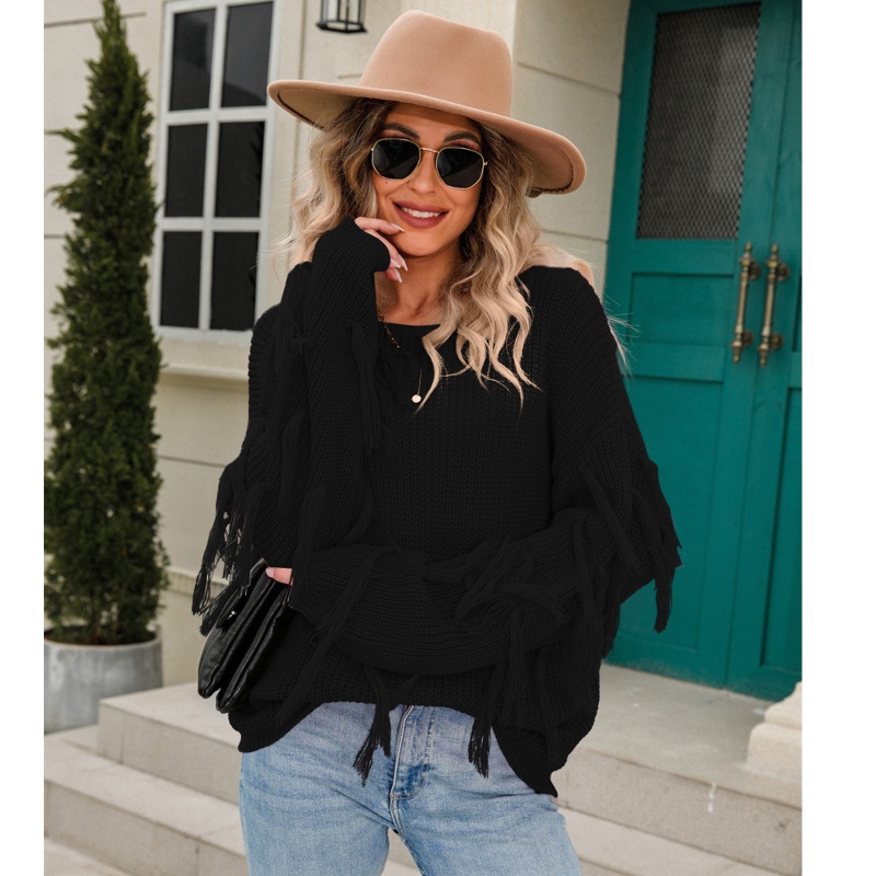 Áo Sweater Dệt Kim Tay Dài Dáng Rộng Thời Trang Mùa Thu Cho Nữ