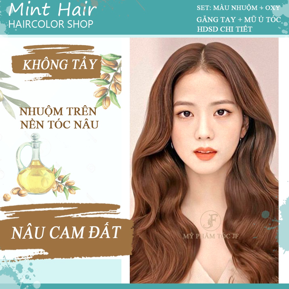 Kem Nhuộm Tóc Thảo Dược Nâu Cam Đất- Nhuộm nền tóc nâu - tặng oxy