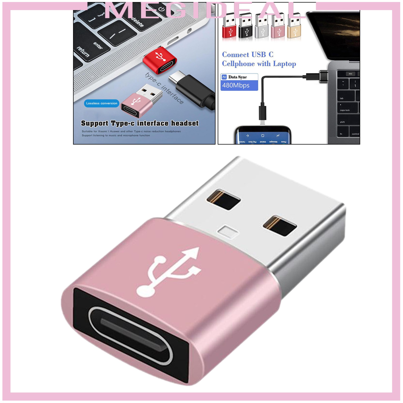 Multifunction 2-in-1 USB to USB C Type A Male toType C Female Adapter for Laptop PC Quest Link Data Transfer