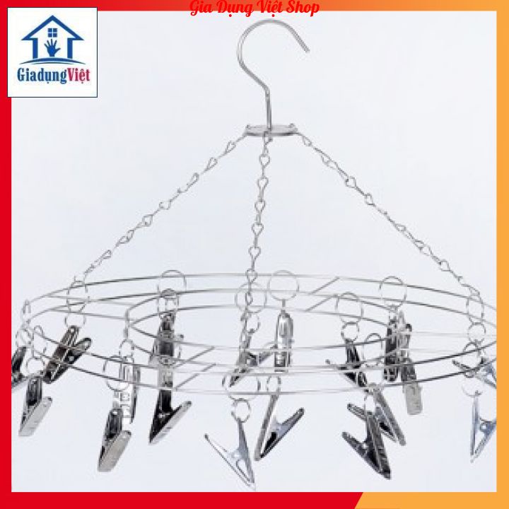 SET 2 Móc Trùm Inox 20 Kẹp Phơi Quần Áo Đồ Lót Tất Đa Năng