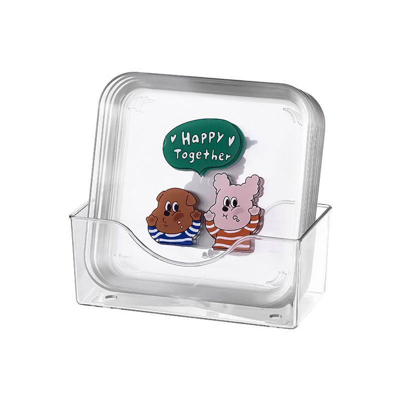 Only HOUSE Đĩa Nhỏ Trong Suốt Hình Vuông In Hình Xương Gấu Đựng Thức Ăn Nhanh Trái Cây Xương Rồng Hoạt Hình Dễ Thương
