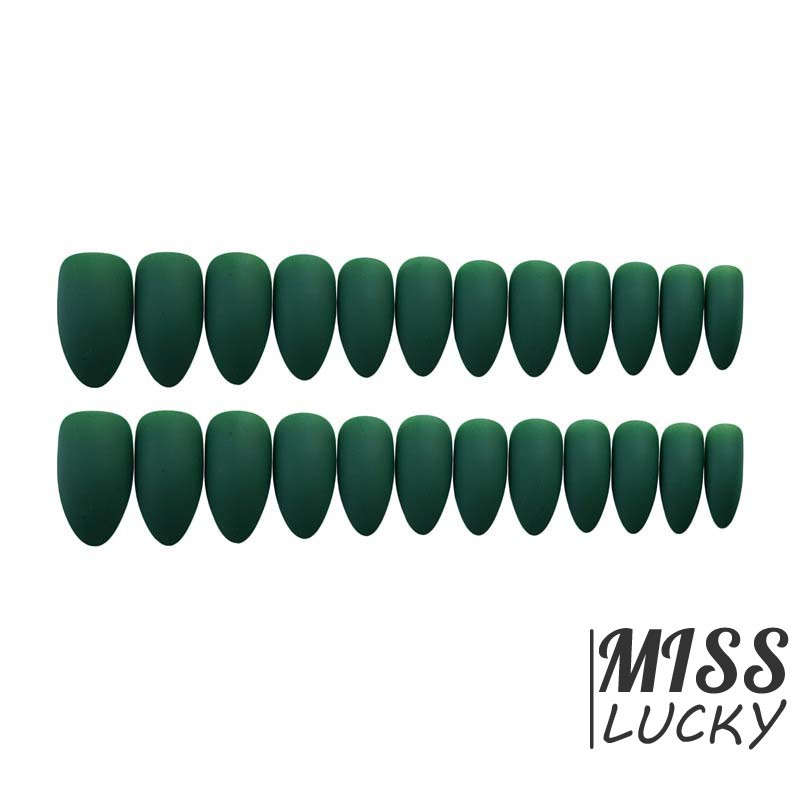 Set 24 Móng Tay Giả Màu Xanh Lục Thời Trang Cho Nữ