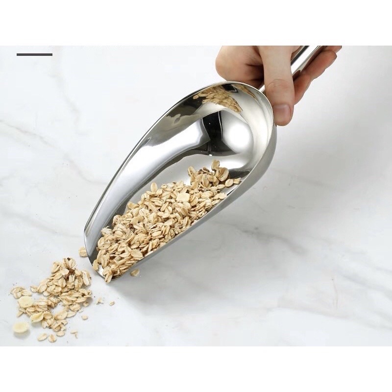 Dụng cụ xúc đá bằng inox không rỉ, muỗng xúc đá inox 24cm x 9cm