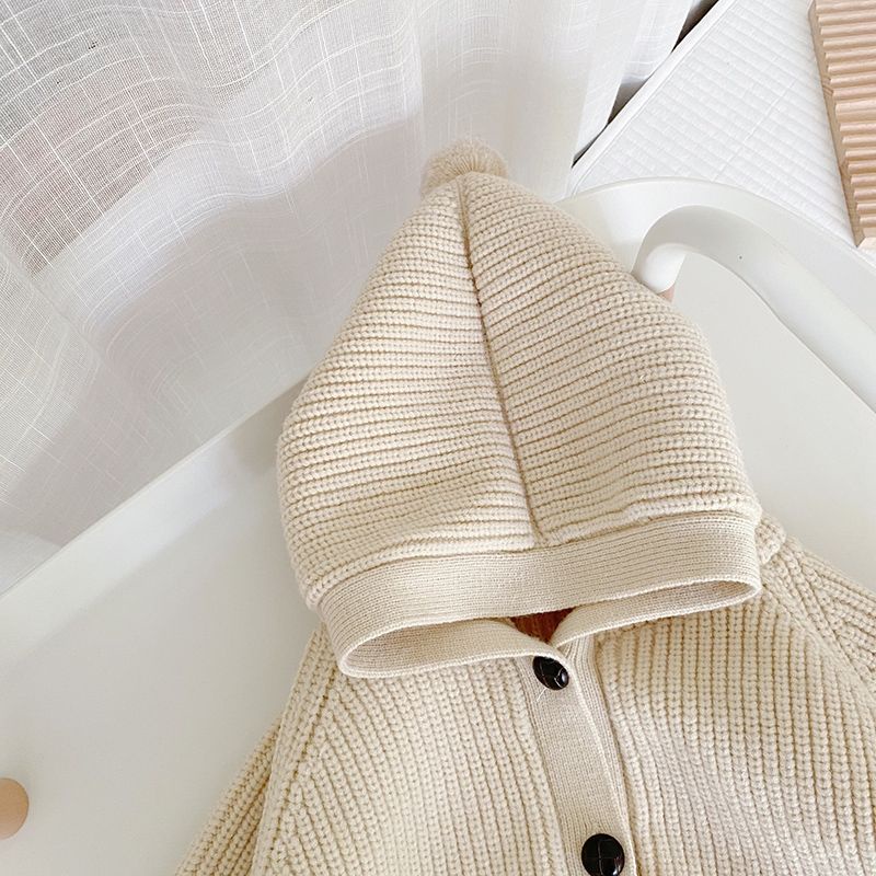 Áo Khoác Cardigan Dệt Kim Có Mũ Trùm Kiểu Anh Thời Trang Mùa Thu 2022 Cho Bé Gái / Bé Trai