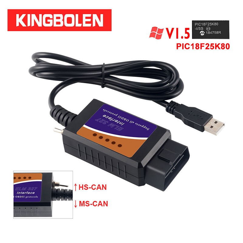 Chip Ẩn elm327 usb v1.5 Chuyên Dụng Cho ford Scan elmconfig ch340 + pic18f25k80 hs can / ms can obdii / obd2