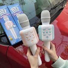 Micro Hát Karaoke D23 Màu Cá Tính Kiêm Loa Bluetooth, có khe chứa thẻ nhớ