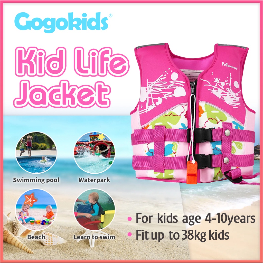 Áo Phao Bơi Cứu Hộ Màu Hồng Có Còi Cho Bé 15-35Kg