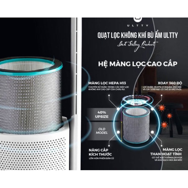 Quạt lọc không khí bù ẩm Ultty SKJ-CR022 - BH chính hãng 24 tháng