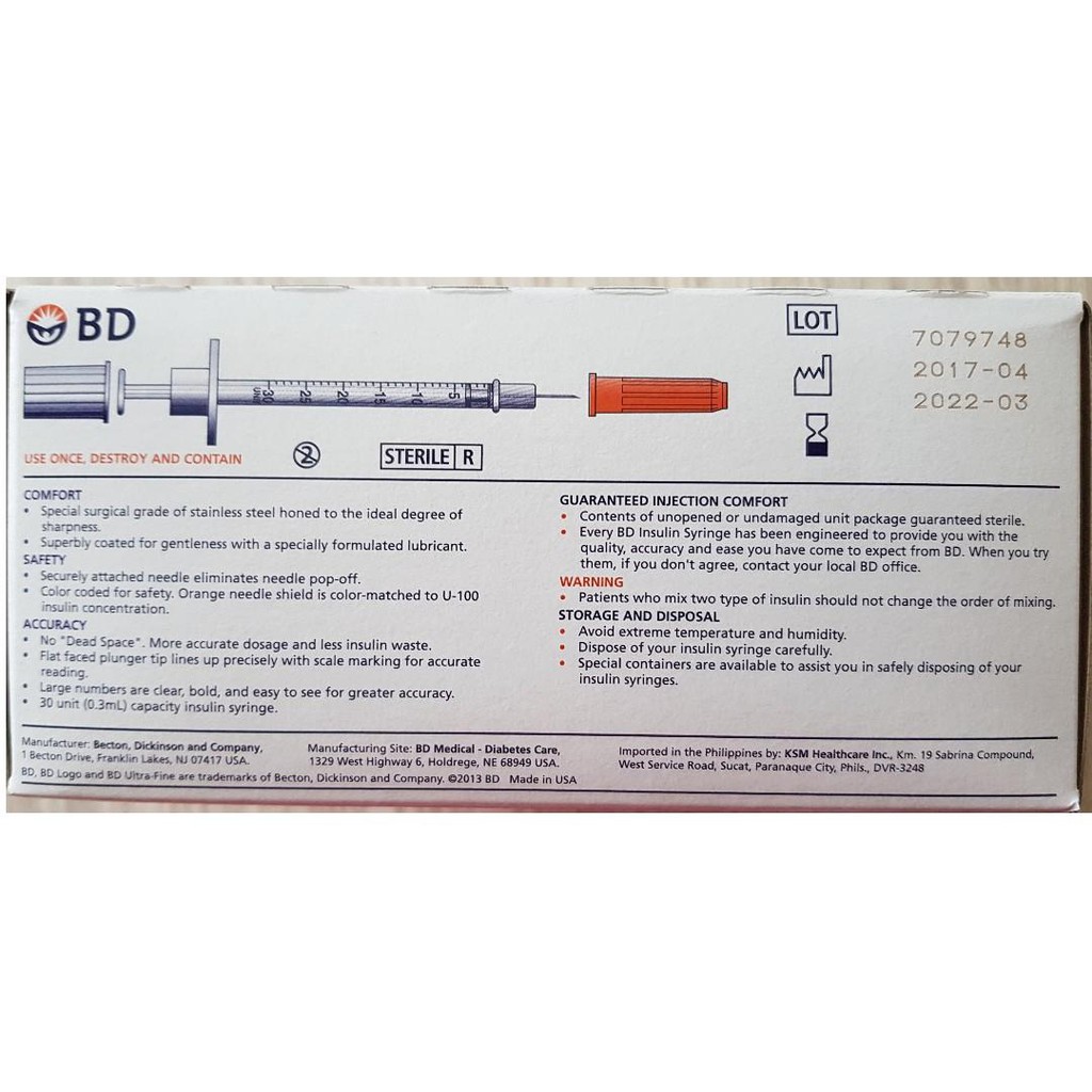 ✅ BD ULTRA - FINE II SHORT NEEDLE 0.3ML/U100 HỘP 100 CÂY - Kim tiêm Insulin đái tháo đường