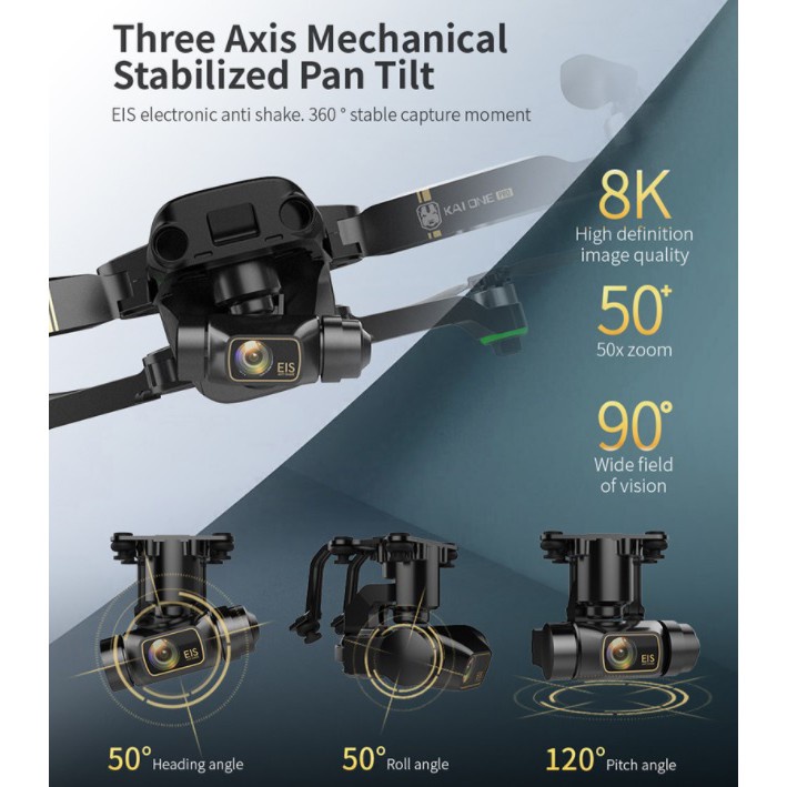Flycam YLRC KAI ONE PRO MAX 8K Camera 3 Trục Gimbal + EIS GPS 5G Wifi - Bay 25 Phút 1,2Km - Tặng Balo
