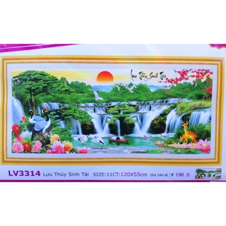 Tranh thêu chữ thập Lưu thủy sinh tài LV3314