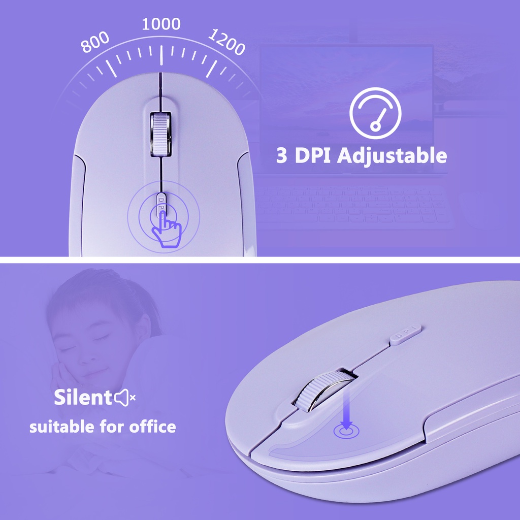 Bộ Bàn Phím Và Chuột Không Dây Mỏng 2.4G Cho Máy Tính Laptop