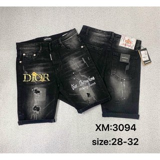 Quần short jean nam đen rách vải dày đẹp co dãn mẫu mới nhất cao cấp