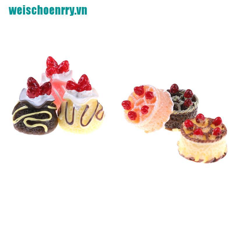 Weis♪Bộ 6 Mô Hình Bánh Kem 3D Trang Trí Nhà Búp Bê