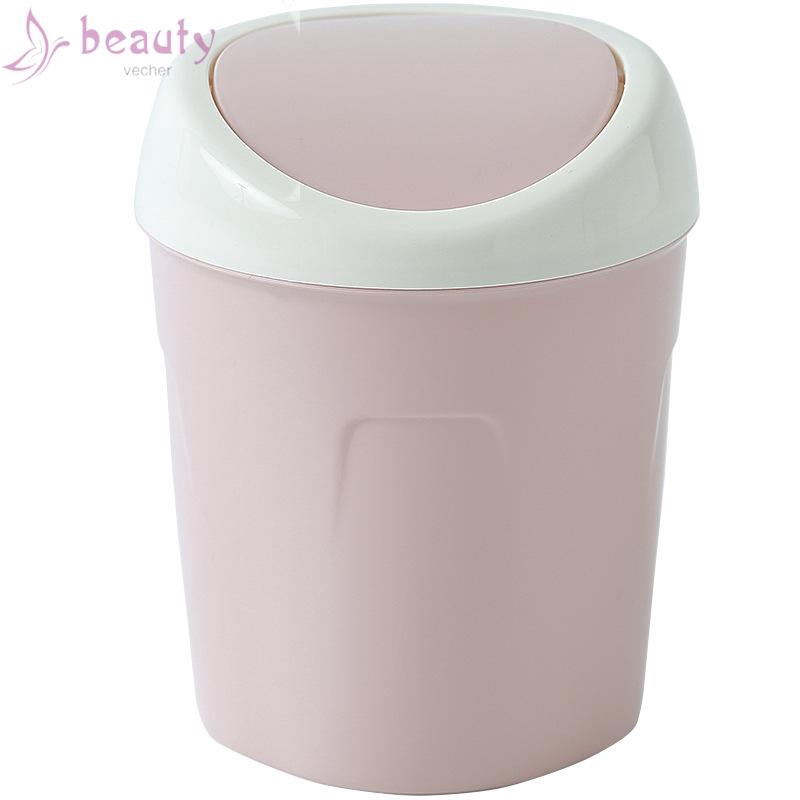 Thùng rác mini để bàn có nắp xoay dùng trong văn phòng/tại nhà