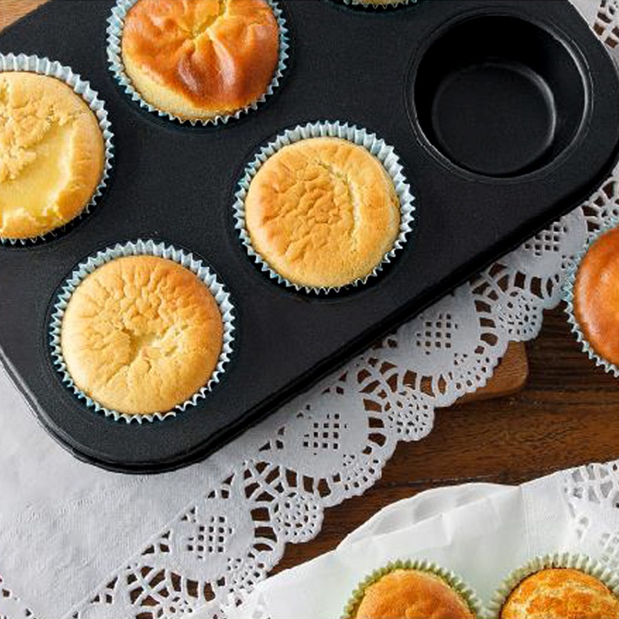 Khuôn Nướng Bánh Muffin Bằng Thép Carbon Chống Dính 4-6 / 12 Lỗ