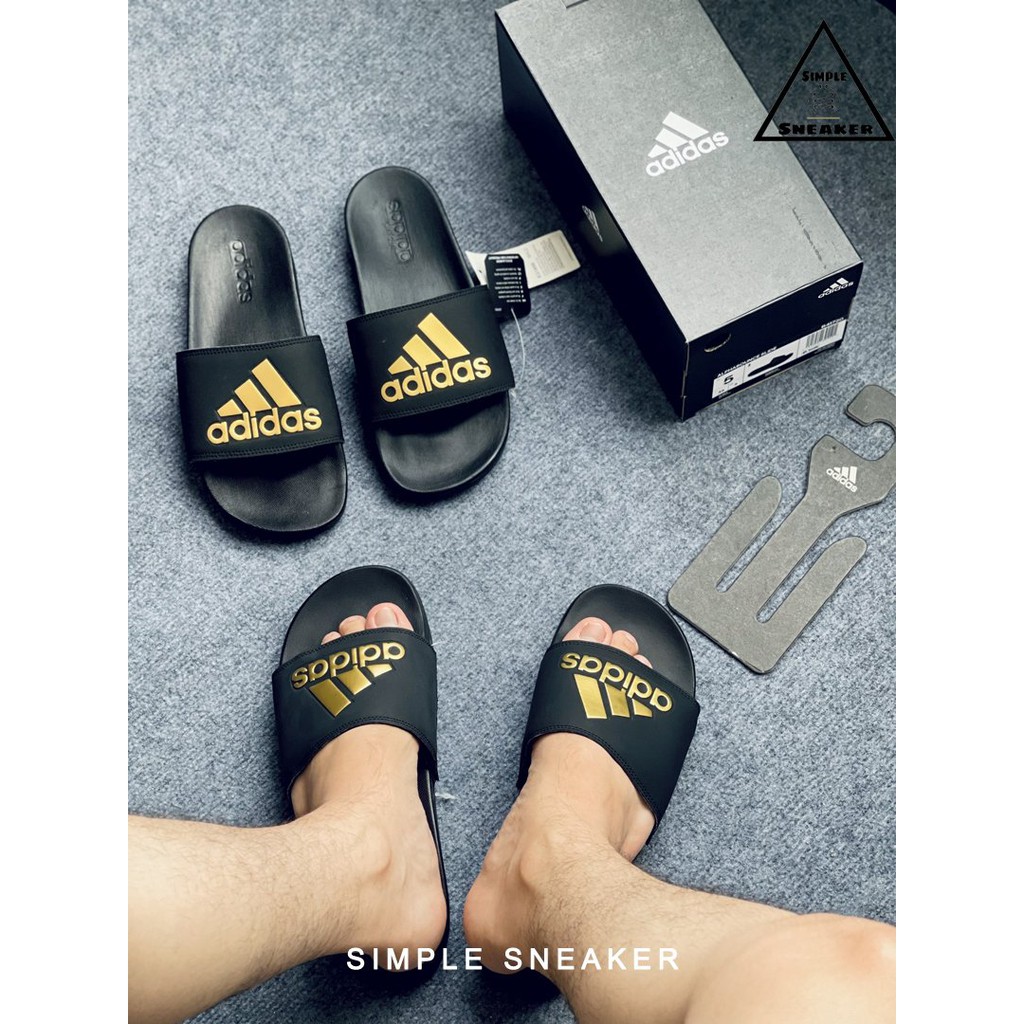 Dép Adidas Auth 💙FREESHIP💙Adidas Adilette Comfort Slides Black Gold - Dép Nam Quai Ngang Chính Hãng - Simple Sneaker