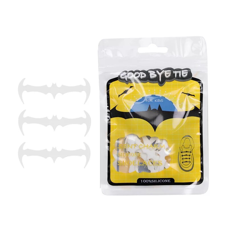 1 / 1 Set Dây Giày Silicone Đàn Hồi Không Cần Buộc Hình Dơi Cho Trẻ Em