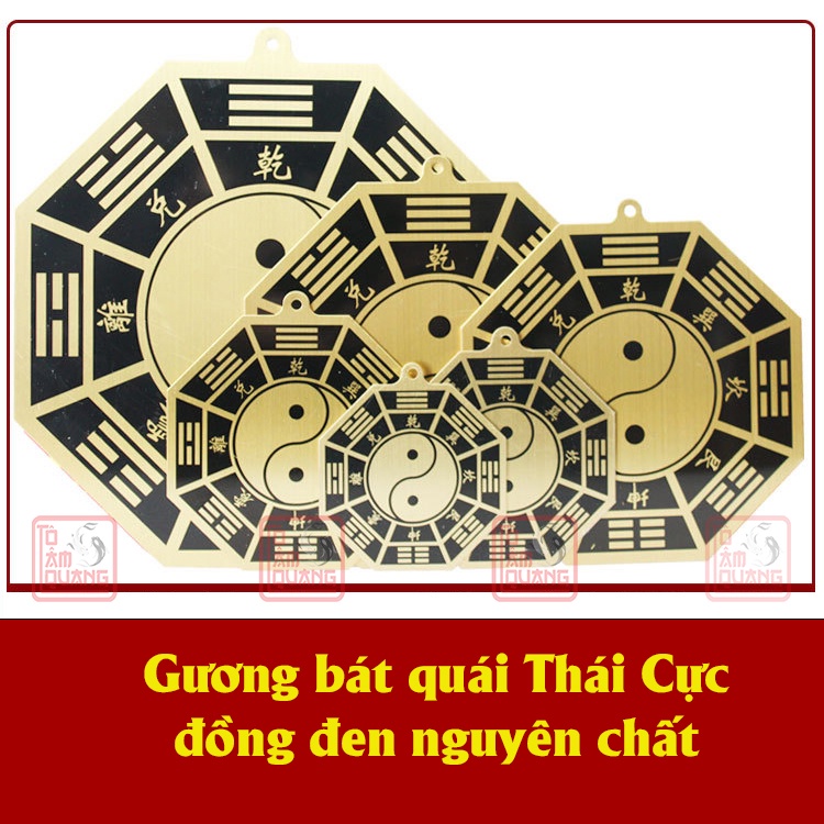 Gương bát quái phẳng âm dương thái cực - ngũ hoàng thái cực hóa giải sát khí - bằng đồng nguyên chất - TÔ TÂM QUANG