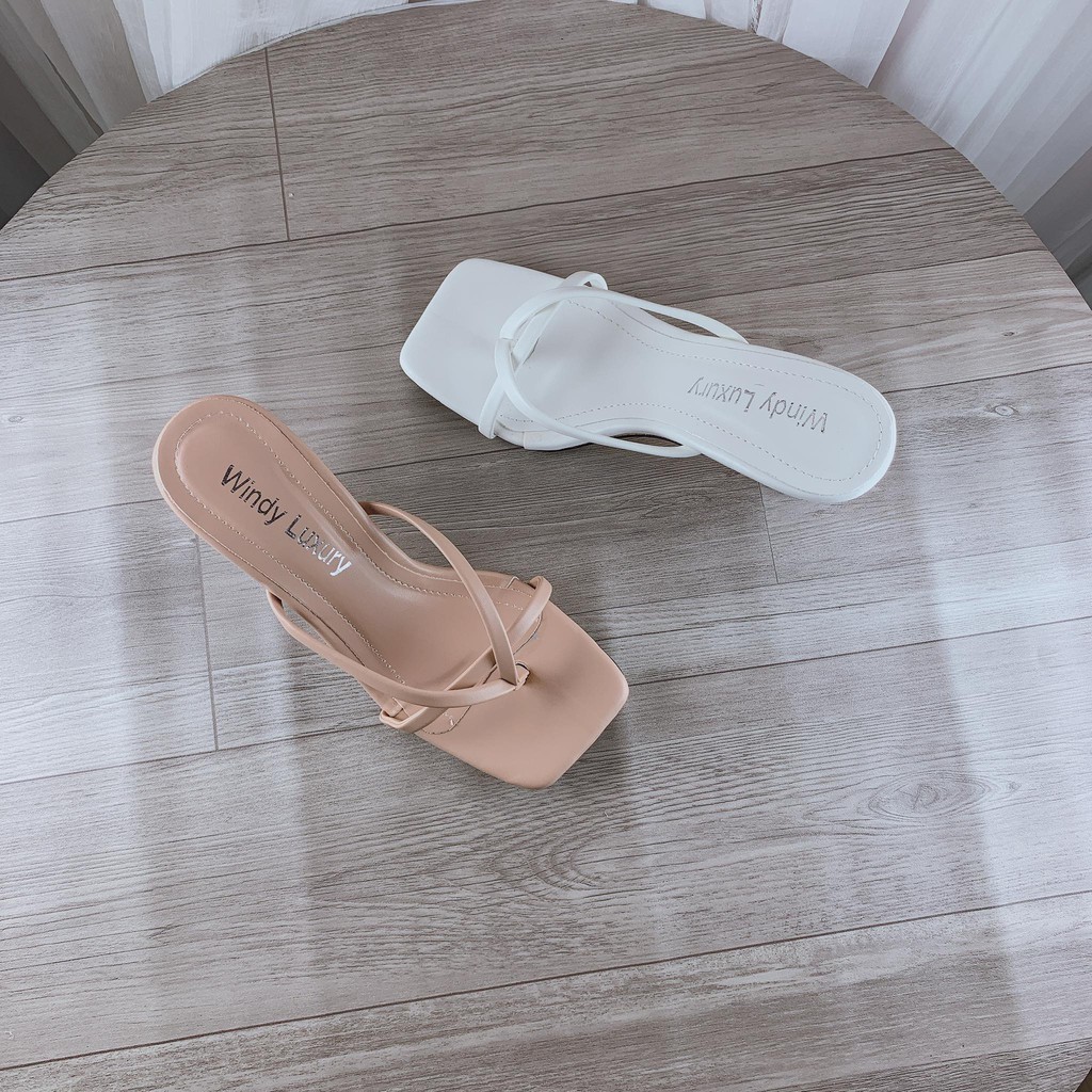 Guốc kẹp ngón phối dây mảnh gót nhọn 7cm (hàng đẹp ) - g95